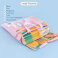 Vista 5 de Calculadora de escritorio de bolsillo de tamaño pequeño y bolsa de archivos impermeable de doble bolsillo grande con asa