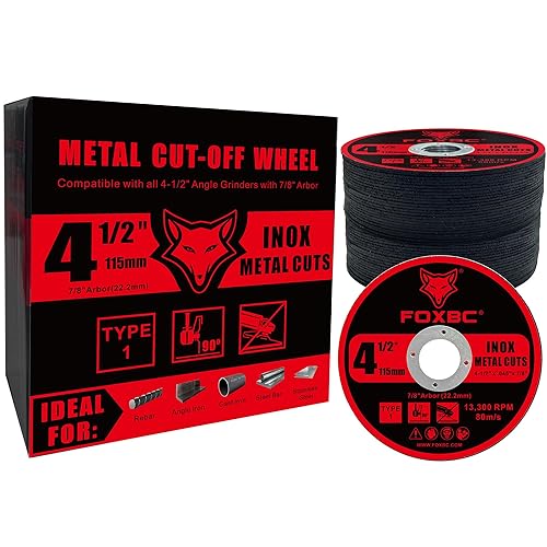Vista 5 de FOXBC Discos de rueda de corte de 4-1/2 pulgadas para amoladora angular, corte para metal y acero inoxidable, 4-1/2 pulgadas x 0.045 pulgadas x 7/8