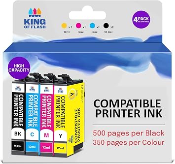 KING OF FLASH 604XL Ink Cartridges Replacement for Epson 604XL for Epson Expression Home XP-2200 XP-2205 XP-3200 XP-3205 XP-4200 XP-4205, Workforce WF-2910DWF 1 Set