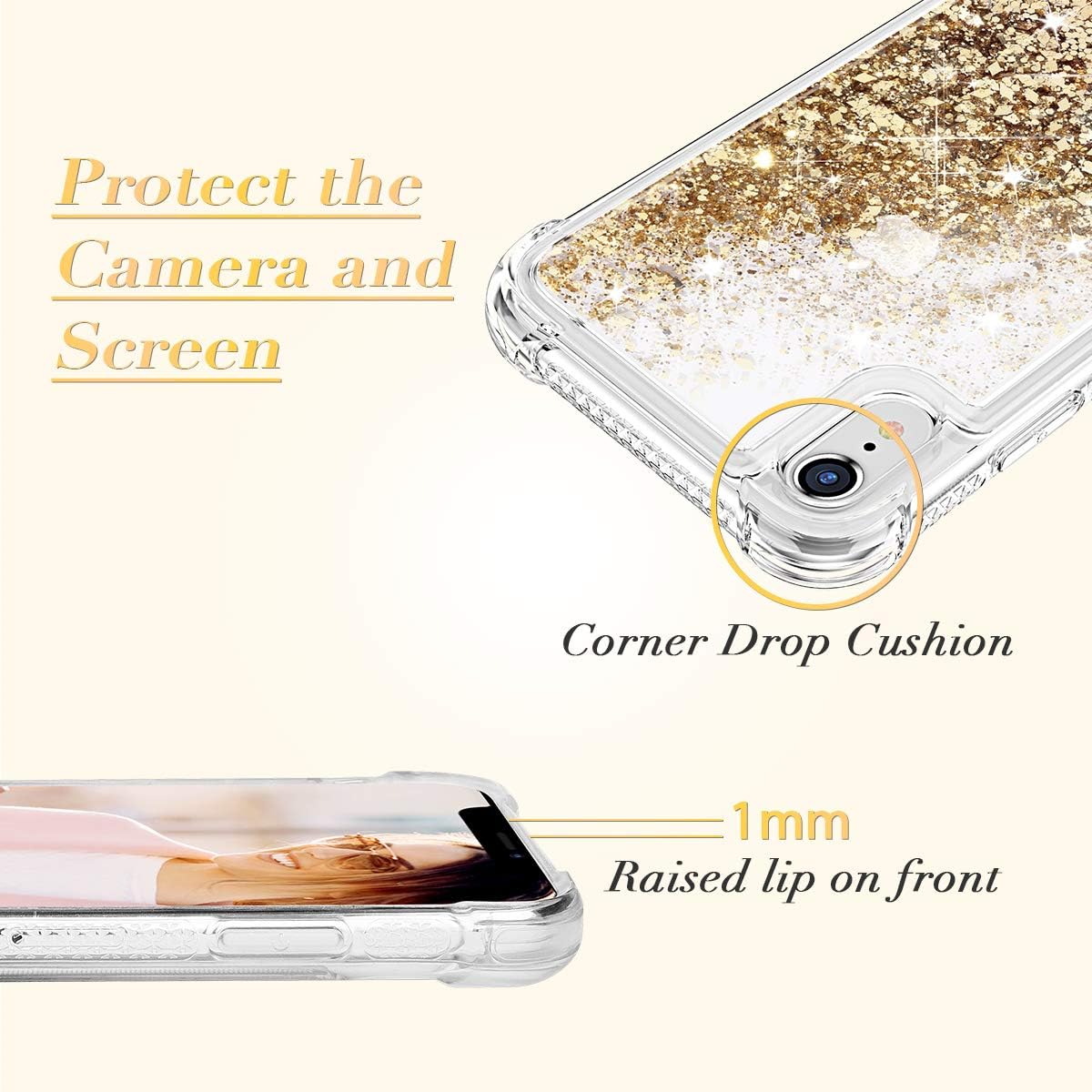 Caka Glitter Case for iPhone XR Bling Case Protective Shockproof Glitter Shinning Luxury Fashion Flowing Liquid Floating Sparkle Soft TPU Clear Case for iPhone XR (6.1 inch) (Gold)