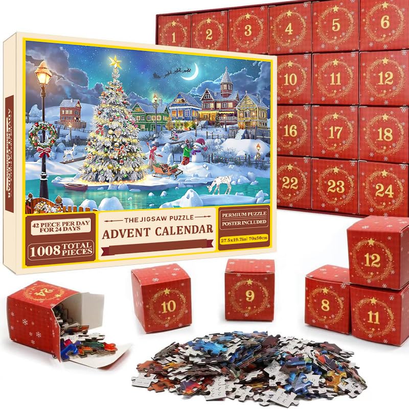 Adventskalender 2025 Als Puzzle – 1008 Teile Mit Weihnachtshund, 24 Türchen Countdown