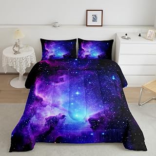 Feelyou Galaxy Comforter Set Queen Size for Boys Girls Teens | Outer Space Starry Sky Bedding Set Decor Luxury Bedroom with 2 Pillow Cases All Season Breathable Cozy Warm