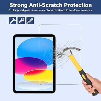 2 Pack Screen Protector for iPad 11th A16 2025 & 10th Generation 10.9 Inch 2022, Ultra Sensitive Case Friendly HD Clear 9H Hardness Tempered Glass [Face ID & Apple Pencil Compatible]