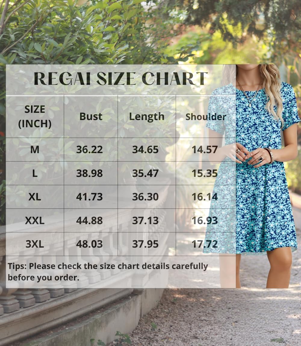 Women's Casual Short Sleeve Crew Neck T Shirt Dress Loose Floral Summer Dresses - Image 4