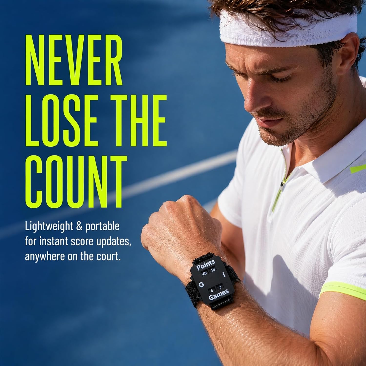 Score Counter Watch Adjustable Wristband Score Keeper for Cricket Tennis Padel Ping Pong Portable Stroke Tracker Sport Accessory for Practice Tournament Outdoor Play