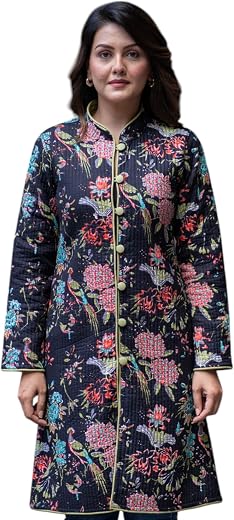 Navyas Fashion Cotton Quilted Jacket for Winter | Warm Lightweight Casual Jacket for Women | Soft Quiltec Winter Coat | St...