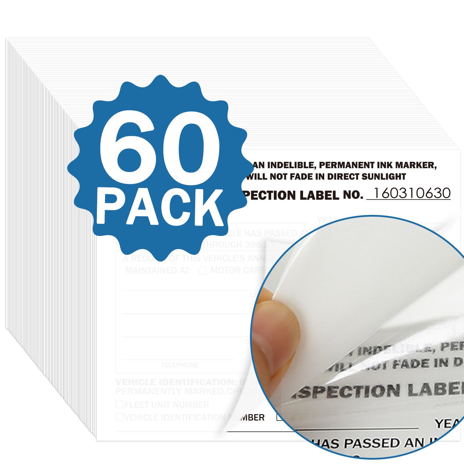 PUNCHMAN 60 Pack 2-Ply Self-Adhesive Record Labels | Numbered Tags for File Tracking | 5x4 Inch | Durable 2-Ply Construction for Long-Lasting Use