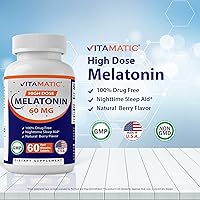 Vista 4 de Vitamatic Melatonina 60mg con B6, magnesio, L-teanina, L-triptófano, 5-HTP, GABA, valeriana, manzanilla, flor de la pasión, Ashwagandha y pimienta