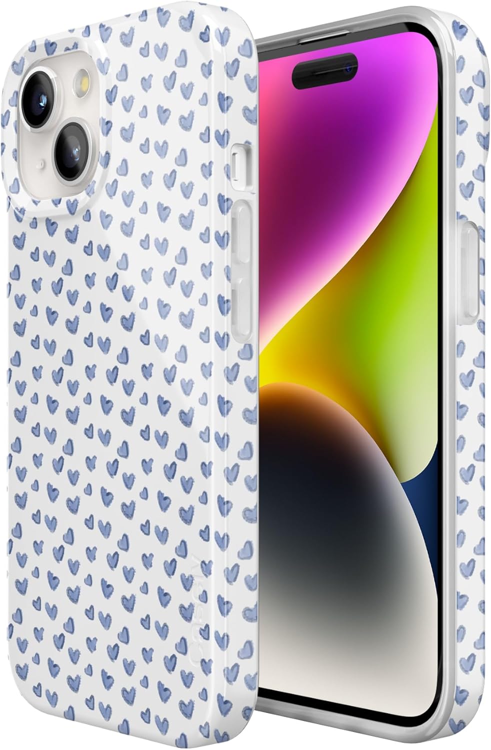 Casely iPhone 15 Case | Lovebug | Blue Hearts | Compatible with MagSafe | Classic Ultra Slim Design
