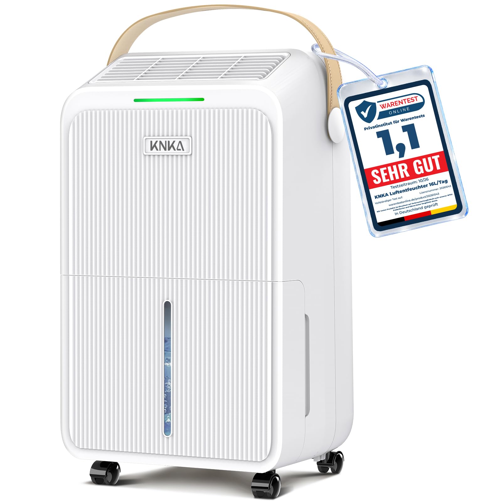 KNKA Deumidificatore, Deumidificatori Casa Muffa, 16L/24H, Serbatoio 3,3L, Basso Rumore, Basso Consumo, Sbrinamento Automatico, Blocco Bambini, Design Anti-Goccia, 4 Modalità, 80m³（32㎡）