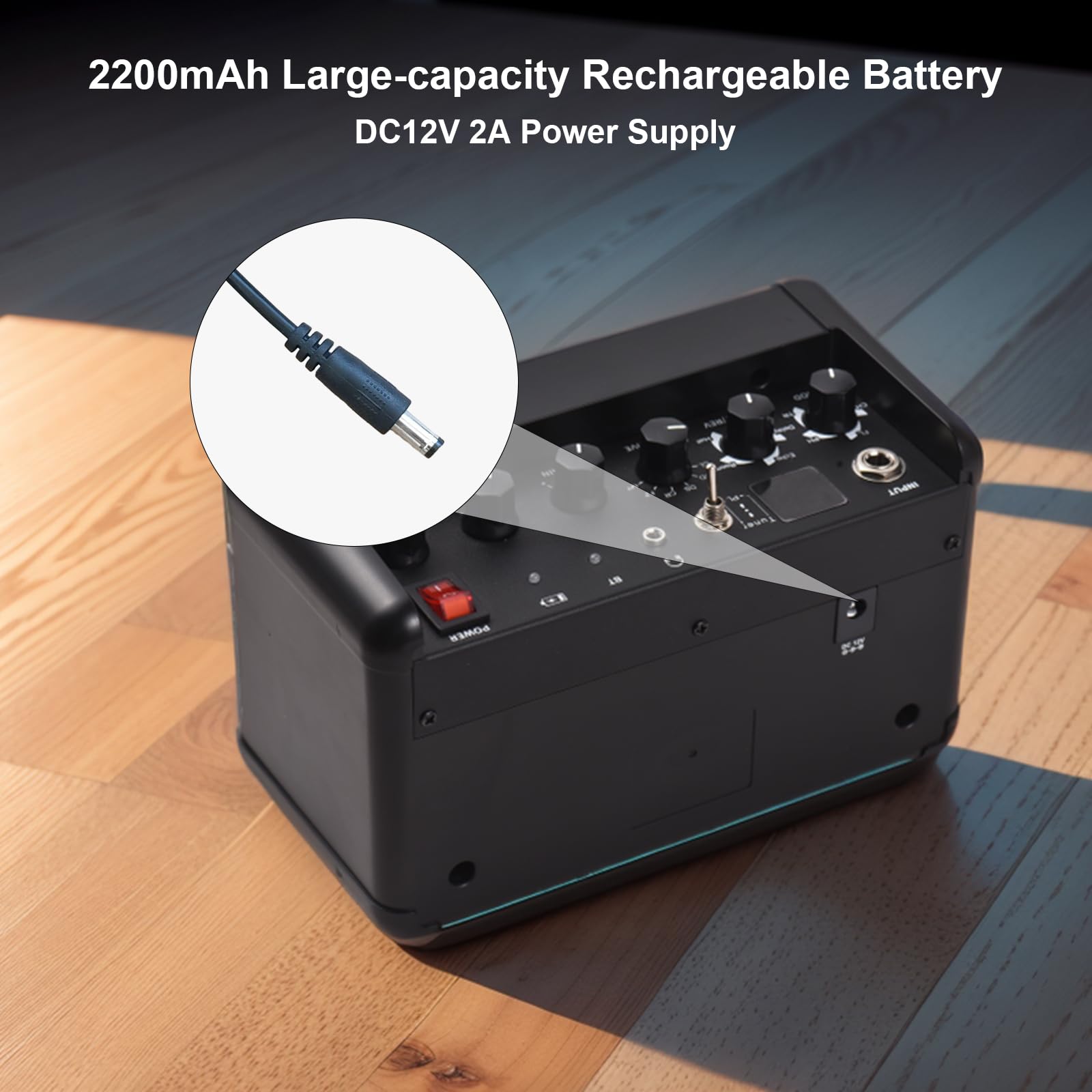 Ampli de Guitare électrique 15 W Haut-Parleur BT sans Fil Ampli de Guitare Acoustique avec Fonction de réglage 8 Effets sonores Batterie Rechargeable 2200 mAh pour l'enregistrement de Pratique