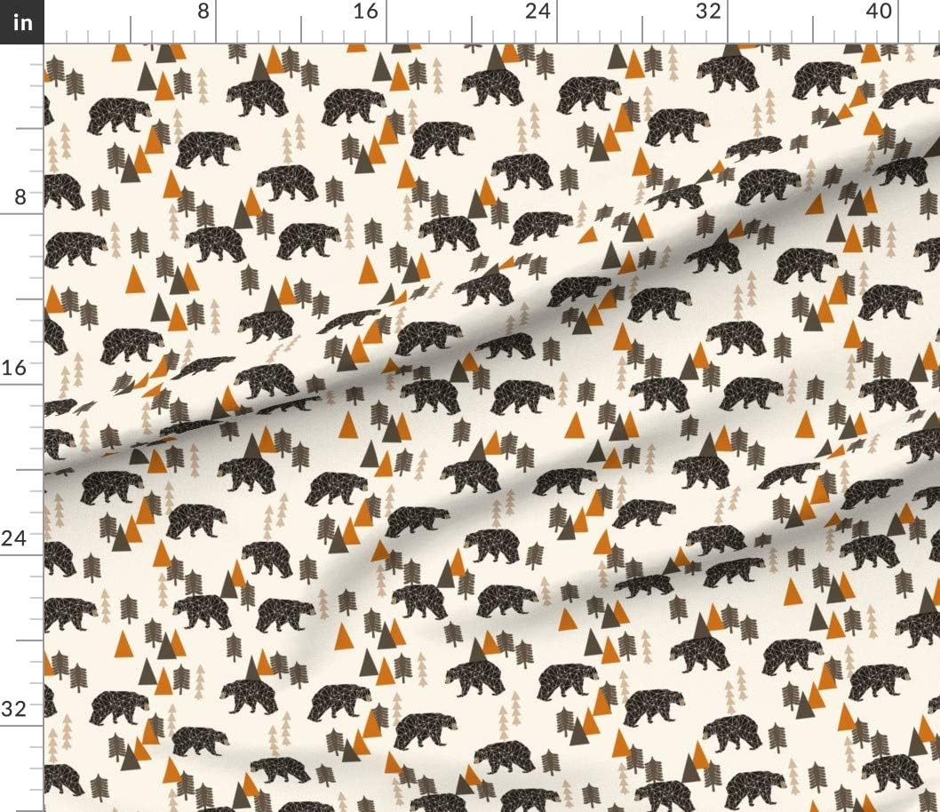 Spoonflower Fabric - Bear Forest Woodland Camping Trees Outdoors Boys Triangle Boy Printed on Petal Signature Cotton Fabric Fat Quarter - Sewing Quilting Apparel Crafts Decor