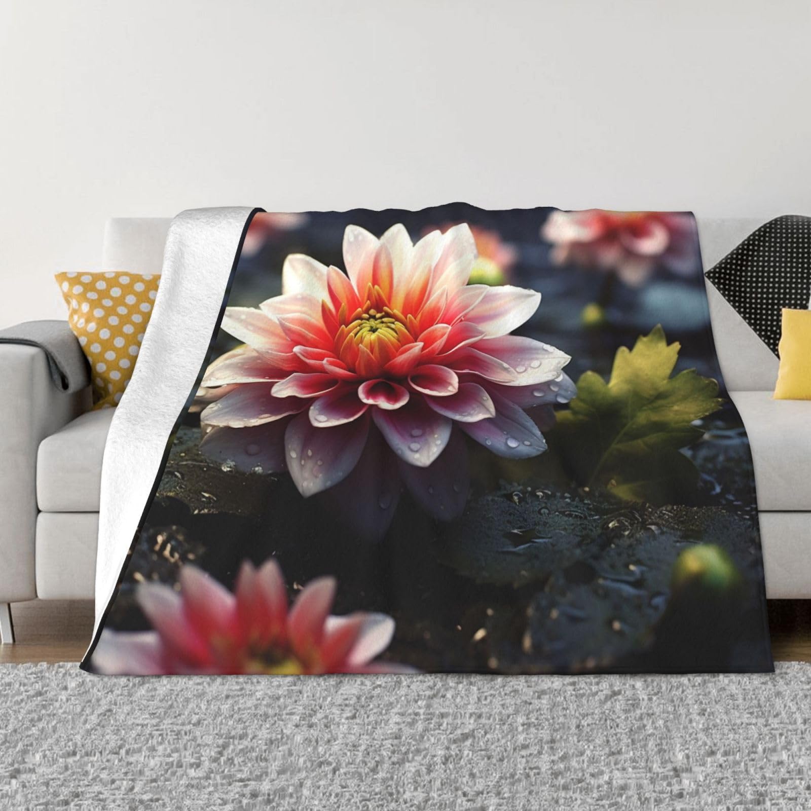 Couverture pour canapé à fleurs roses : plaid doux pour vos moments cocooning au salon