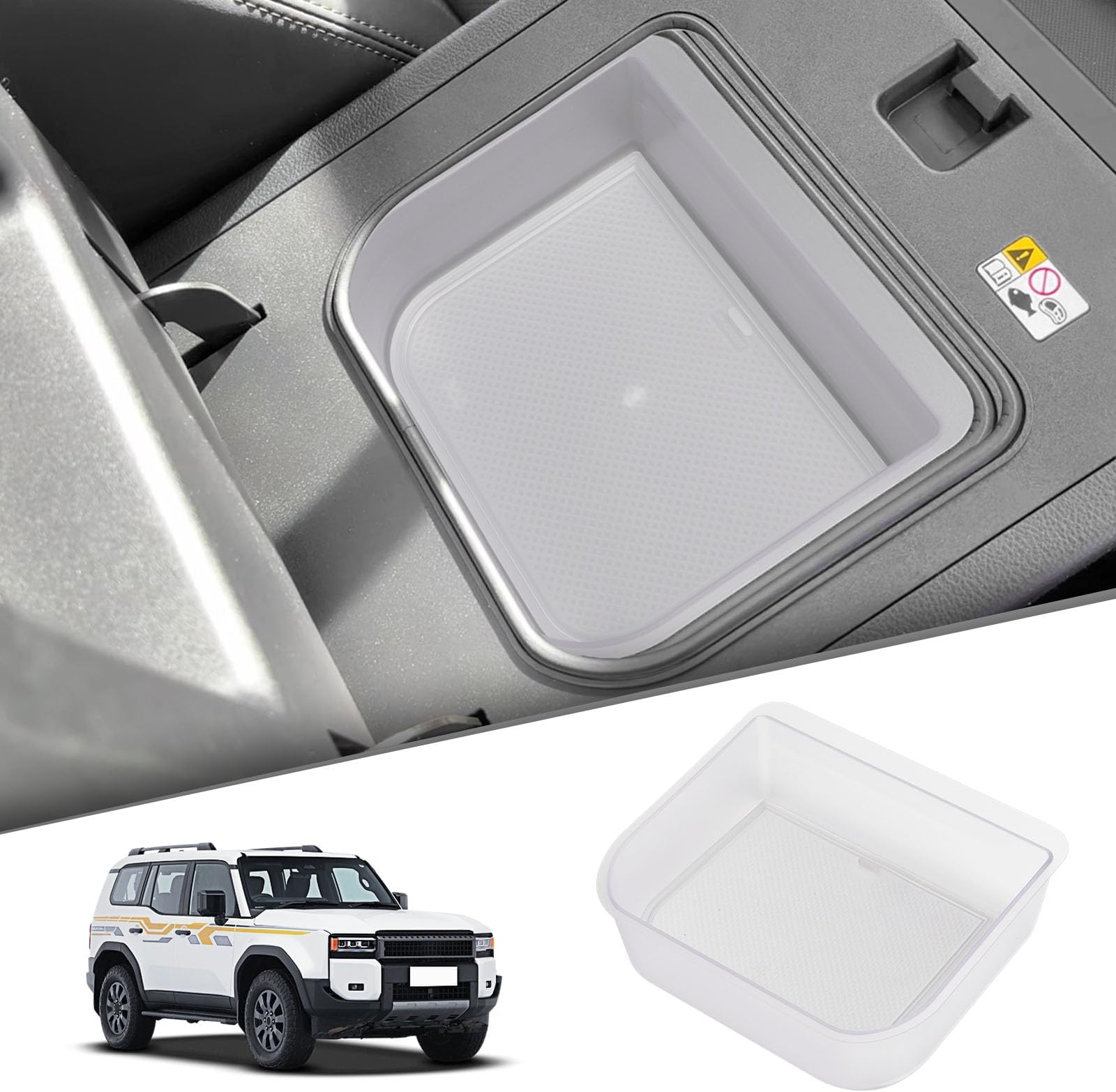 smabee Center Console Cool Box Organizer for Toyota Land Cruiser Prado 250/ Lexus GX 550 2024 2025 2026 Armrest Storage Box ABS Insert Tray Accessories (Only Fit Cool Box) - Frosted White