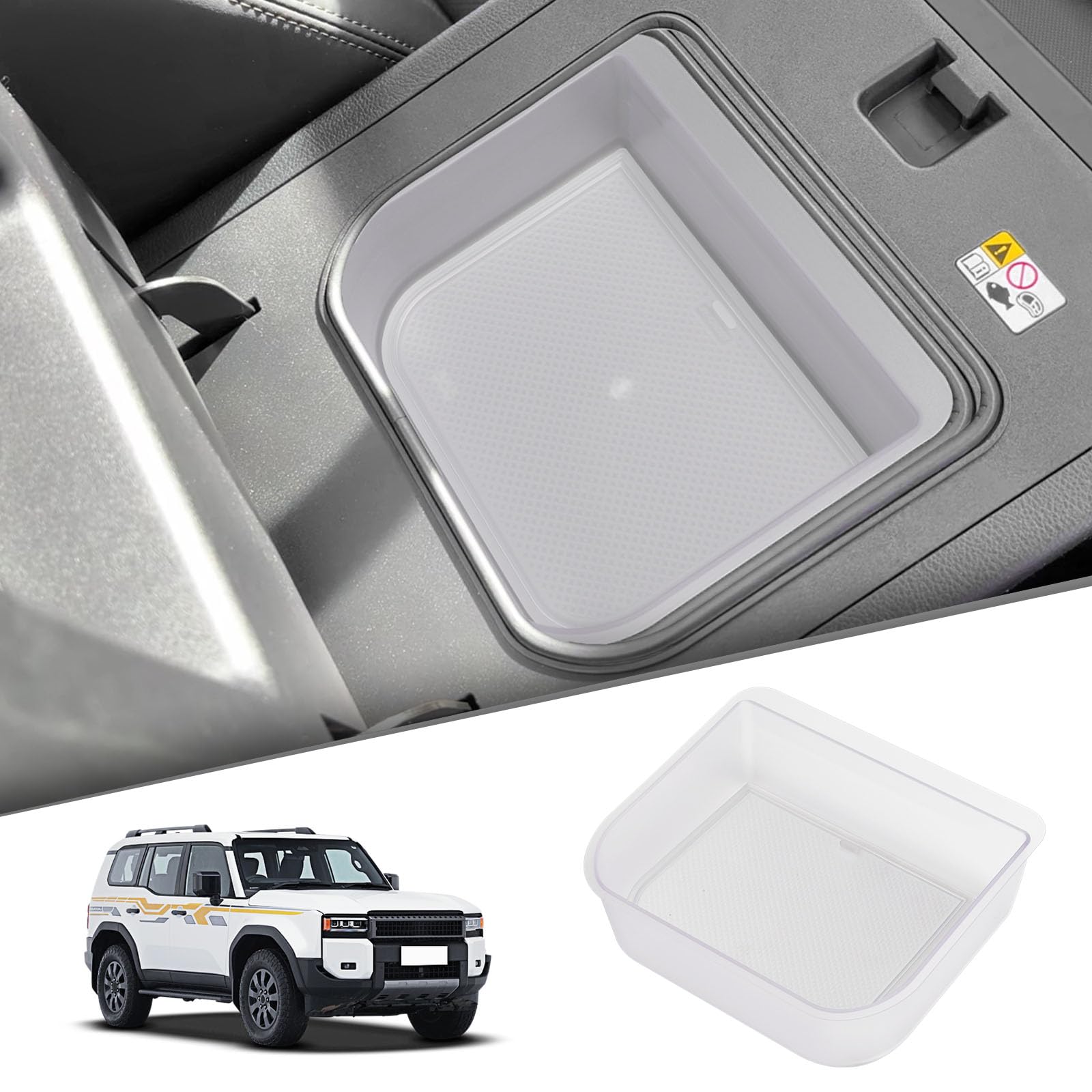 smabee Center Console Cool Box Organizer for Toyota Land Cruiser Prado 250/ Lexus GX 550 2024 2025 Armrest Storage Box ABS Insert Tray Accessories (Only Fit Cool Box) - Frosted White