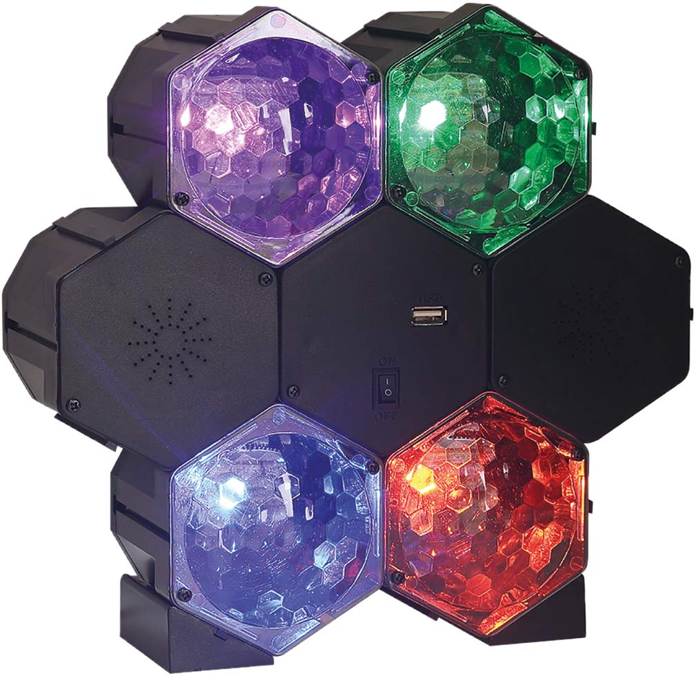 Netagon 4-Way LED Light Effect Machine with Music Sound Bluetooth Speaker for Parties, Pub, Birthday, Disco, Stage and DJ Lighting