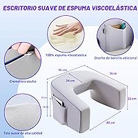 Vista 5 de Almohada extragrande para adultos, de espuma viscoelástica, con reposabrazos, para leer, trabajar, jugar con consolas o sentarse en la cama, el Gris