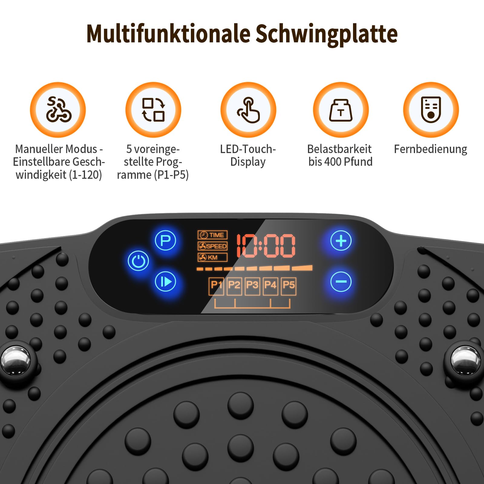 TISSCARE Vibrationsplatte,Rüttelplatte Sport für Zuhause ,Vibro Shaper mit 120 Stufen, 5 Modi & bis 400LBS - Vibrationsboard zur Fettverbrennung, Figurformung & Muskelaufbau für Damen＆Herren