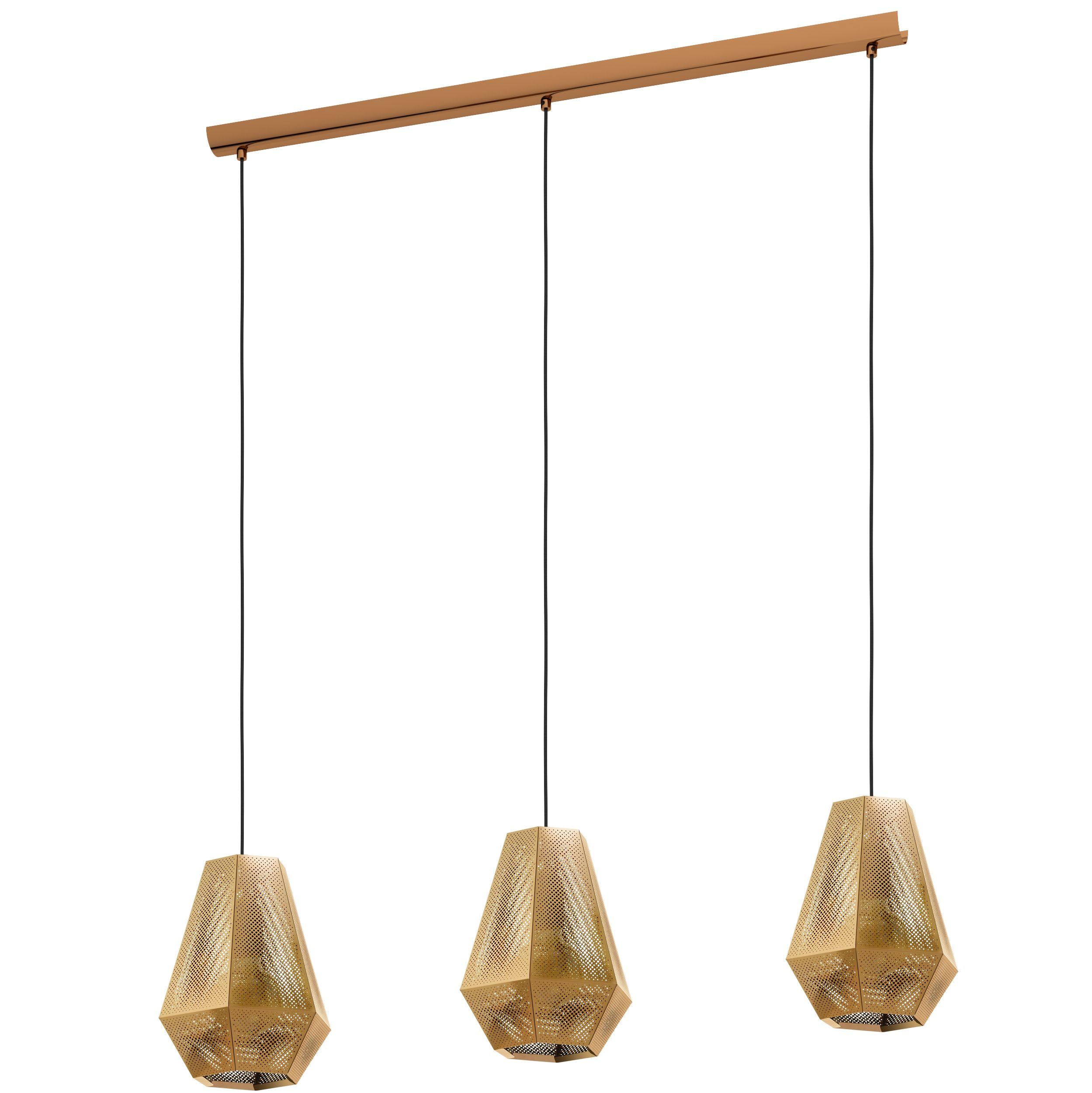 Eglo Brass, Black Chiavica Hanging Light, Brass, 3-Bulb