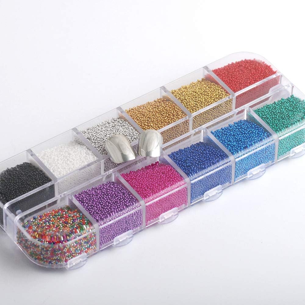 12 Colors Nail Caviar Beads Micro Ball Micro Crystal Glass Trend Caviar for Nail Art Decorations 1 Box