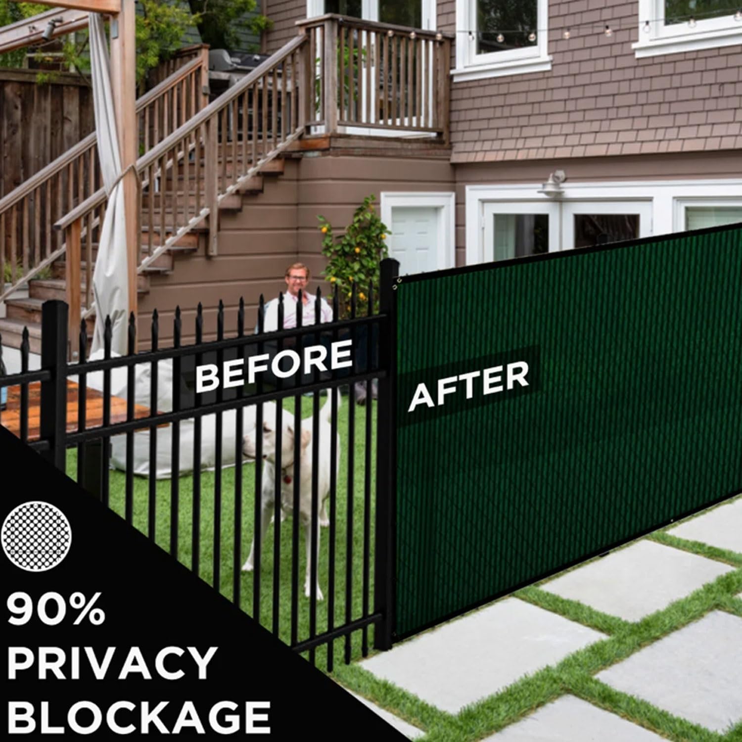 Outdoor Privacy Fence Screen - UV Protection 90% Shade Cloth with Grommets - Green Windscreen Cover for Backyard & Patio - 16.4x33ft (5x10m) Fencing Mesh