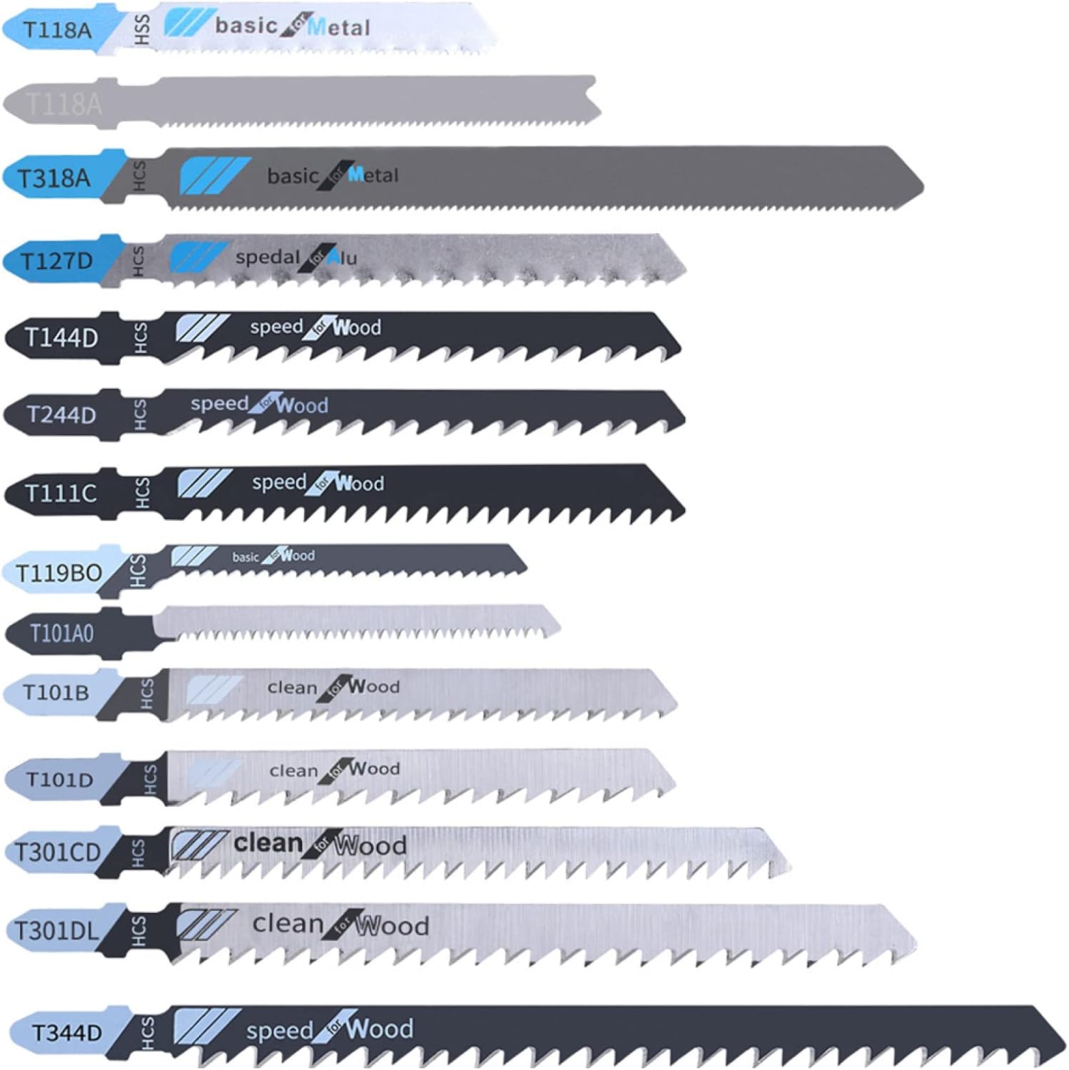 48pcs Woodworking Saw Jigsaw Blades Kit HCS HSS Reciprocating Saw Blades Cutting For Cutting Wood Metal Plastic