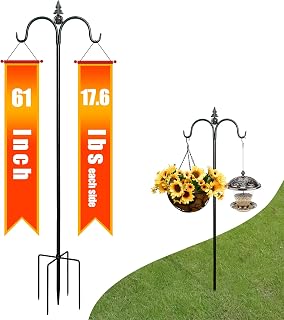 Folektype Double Shepherd Hook 61 inch Tall 3 4 inch Thick with 5 Prongs Base  A - Compare price