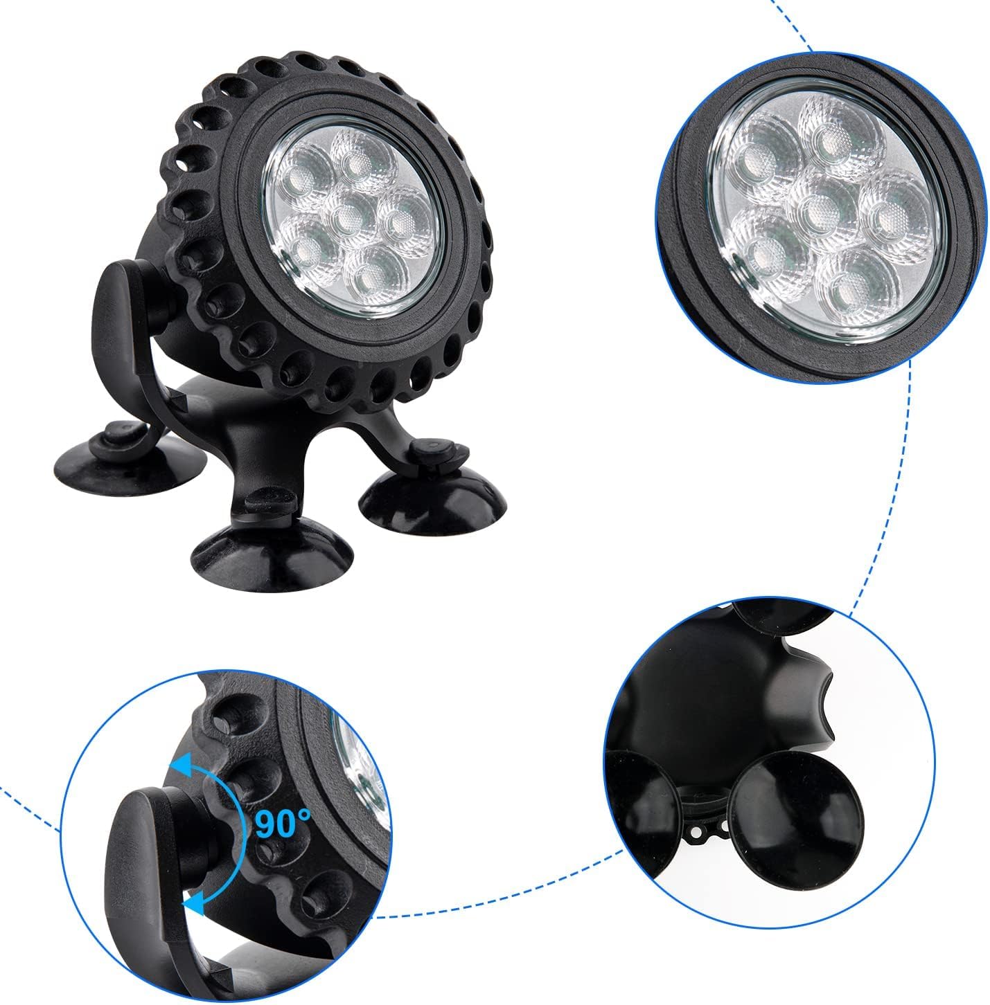 NATPOW Bluetooth APP LED Unterwasserbeleuchtung RGB Teichlicht IP68 wasserdicht Farbwechsel 6 in 1
