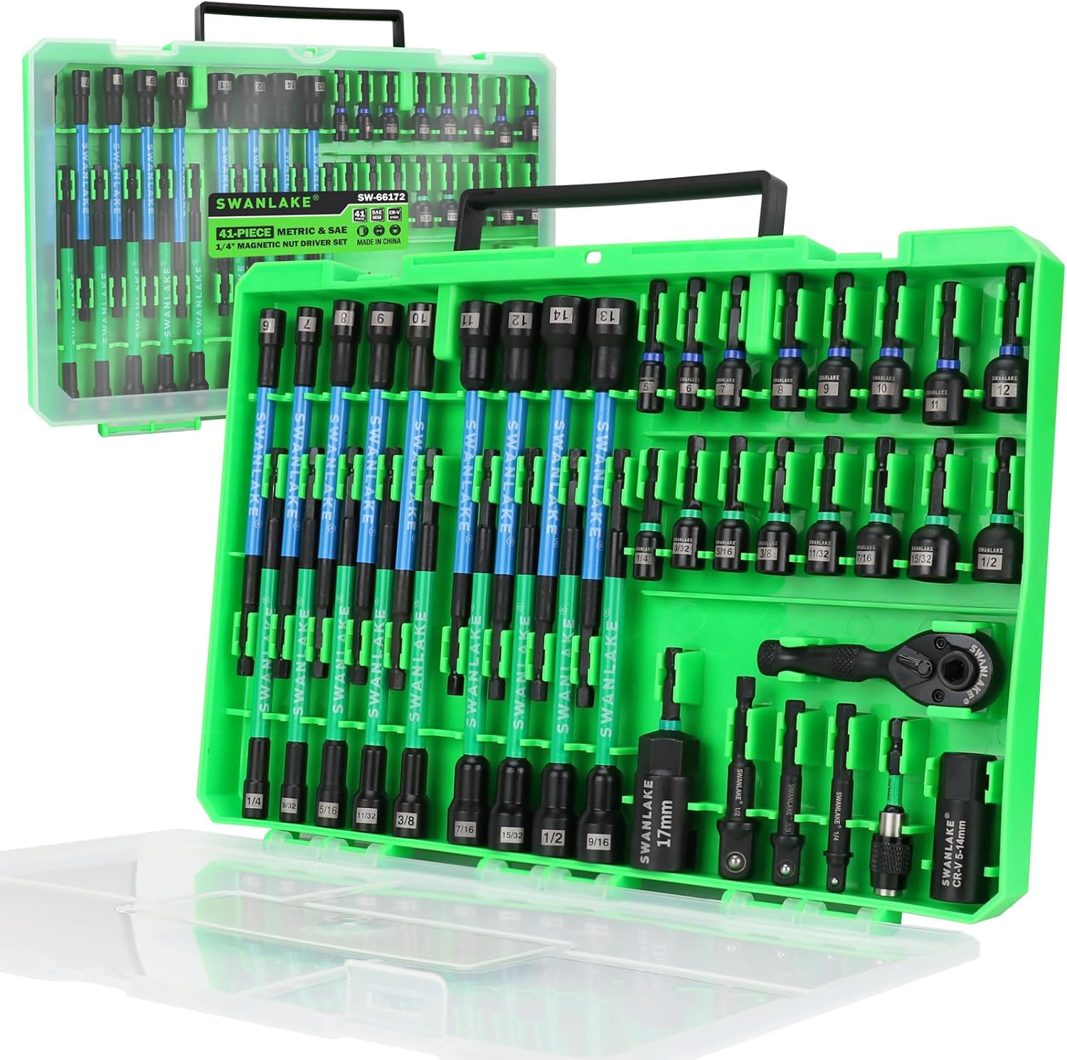 41-Piece magnetic nut driver set for impact drill