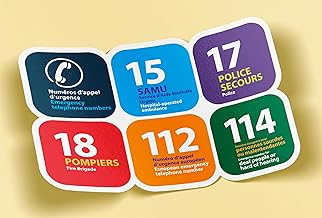 SC ® - Sticker/Autocollant - Numéros d'appel d'urgence - Affichage Police Pompier SAMU - Fabrication Française (Largeur 15 cm/Hauteur 10 cm)