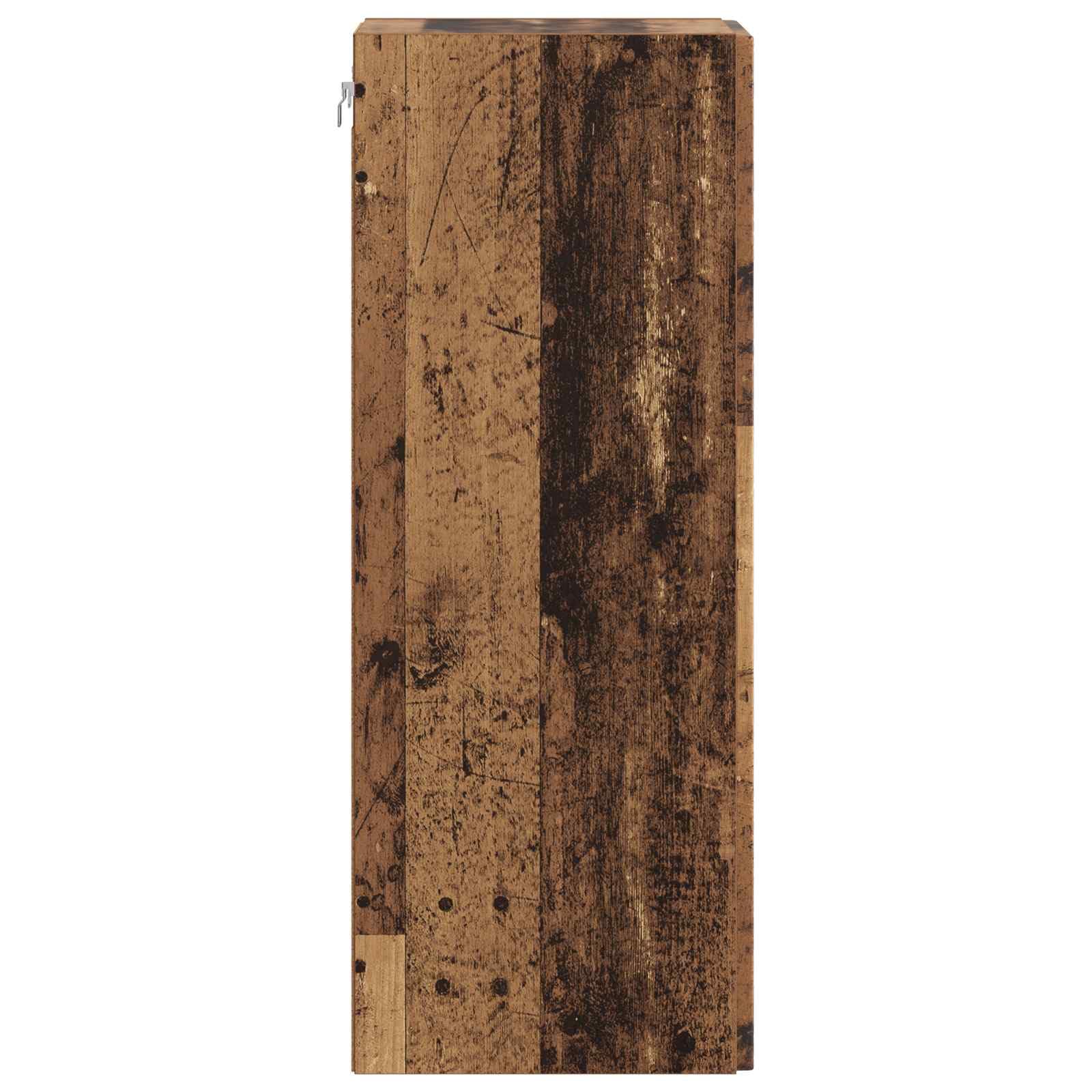 Armadietto da parete, 66 x 34,5 x 90 cm, in legno anticato, moderno, per cucina e soggiorno, con portaoggetti, versatile, montaggio a parete