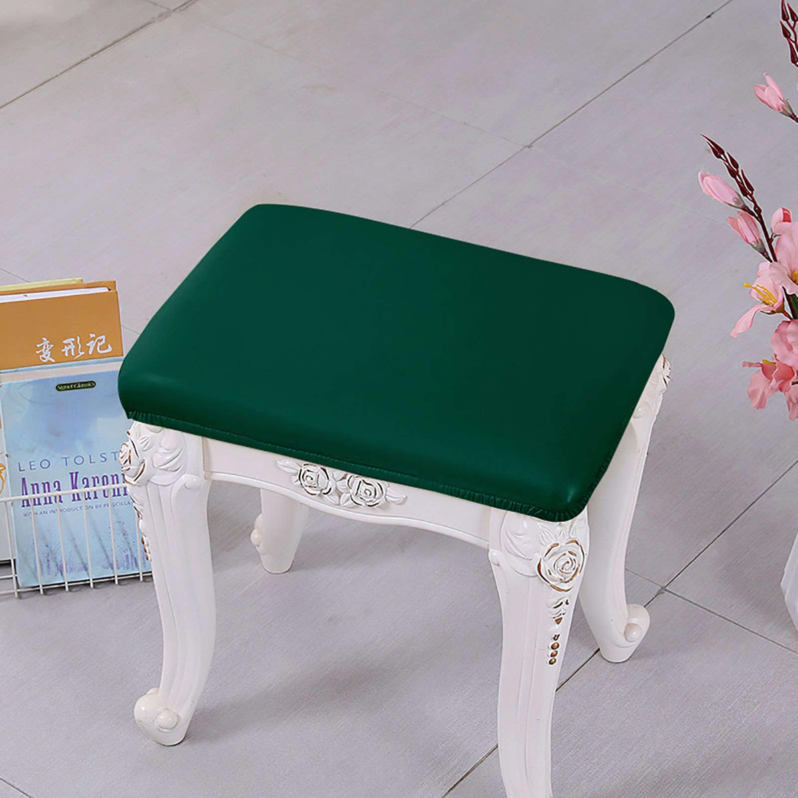 Juego de 2 fundas impermeables de cuero sintético para taburetes de bar, protectores de asiento duraderos para taburetes de salón y pub, protectores rectangulares para sillas