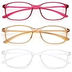 AQWANO Unbreakable Reading Glasses for Women 3 Pack - TR90 Flexible Lightweight Computer Readers (1.75) Blue Light Blocking, Comfortable Clear Frame, Cute & Stylish Designer Eyeglasses