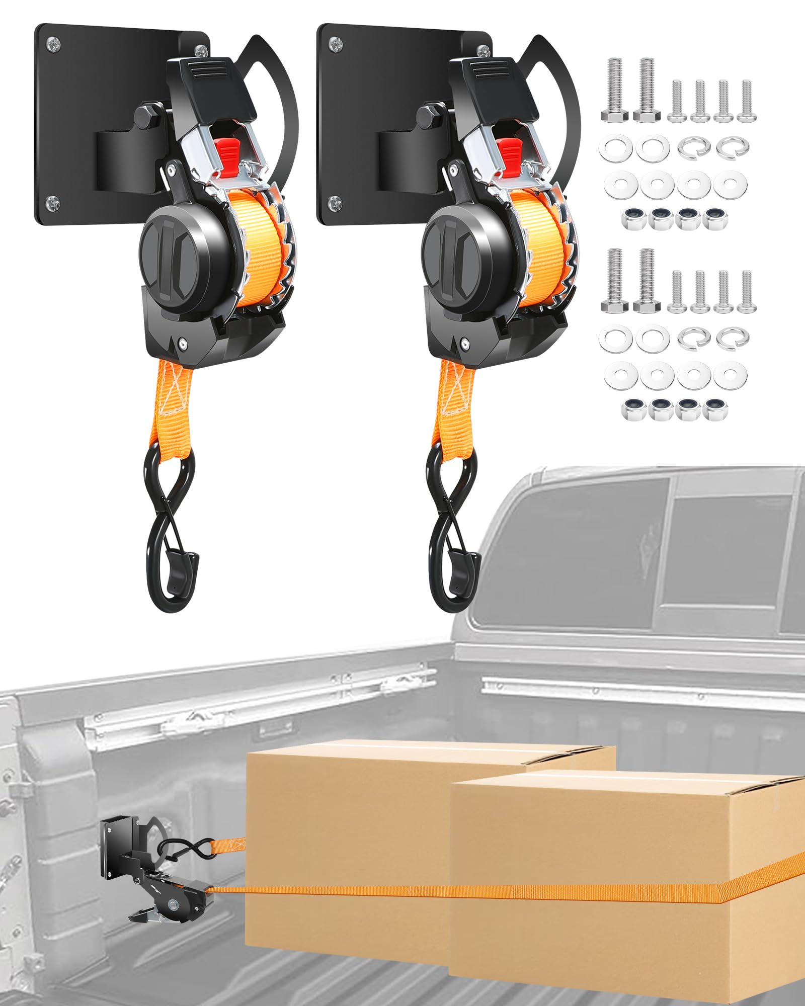 Correas de amarre retráctiles con rotación multiángulo de doble pivote para Nissan Frontier 8