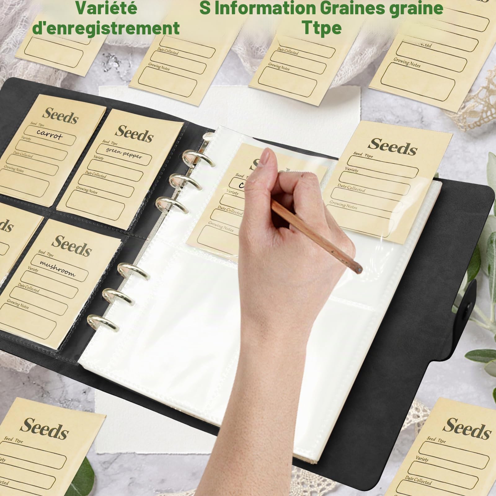 100Pcs Enveloppes stockage semences, enveloppes refermables et obturantes, boîtes stockage semences, enveloppes stockage semences jardin, classeur d'organisation, modèle collecte semences