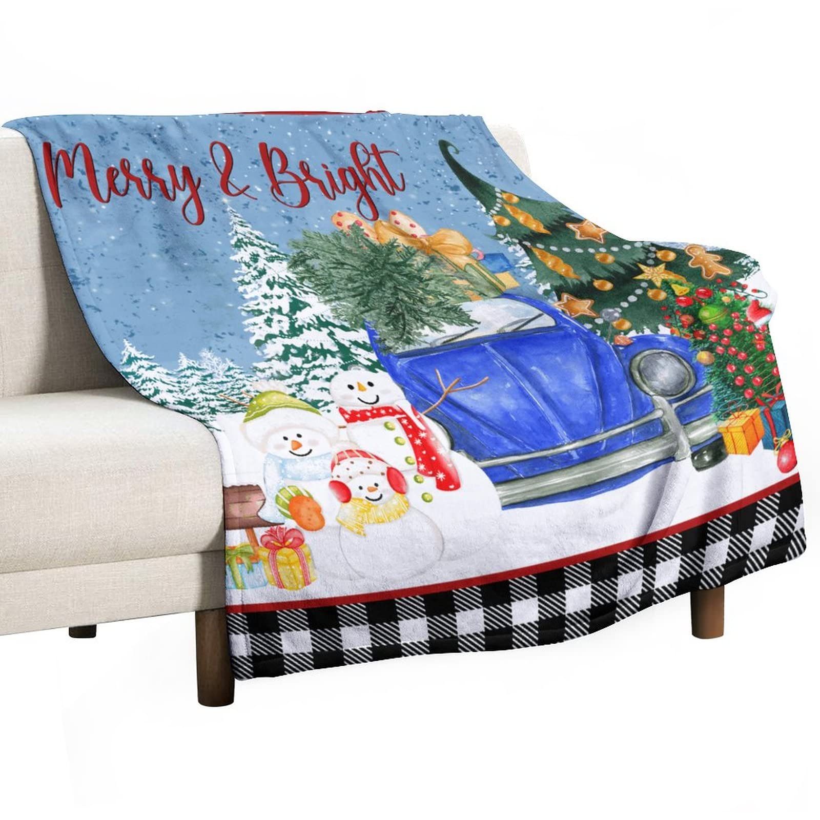 Couverture plaid Merry & Bright bonhomme de neige jeté de lit enfant 130x150