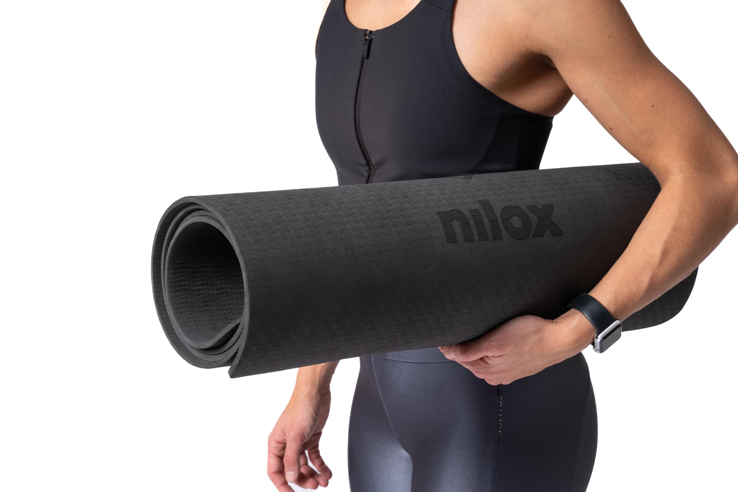 Nilox Tappetino Fitness in TPE, Tappetino Yoga Antiscivolo e Morbido per le Articolazioni, Tappetino Pilates e Ginnastica Dolce, Spessore 5mm, 182 x 68 cm