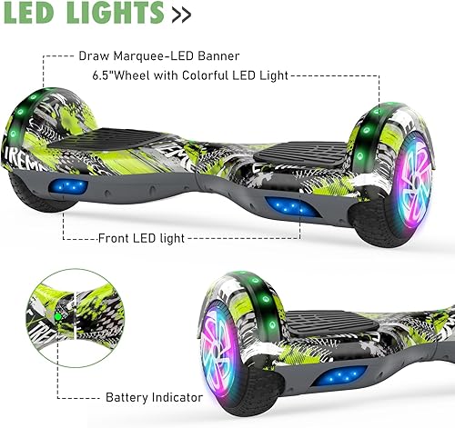 Miniatura 97 de CBD Patinete con luces LED Corlorful, ruedas de 6.5 pulgadas, scooter doble de 300 W para niños, niñas, niños y adultos, todas las edades A01-blanco