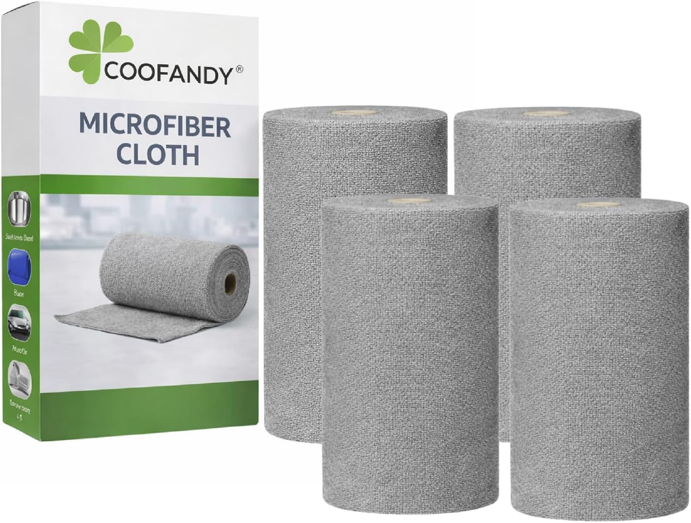 Coofandy Microfiber Cleaning Cloth Roll 4 (20 PCS Each) Kitchen Towel Reusable Kitchen Towel Micro Fibber Cloth for Car-Kitchen for Cleaning Washable Home,Kitchen Surfaces,Garage-Auto Detailing Car