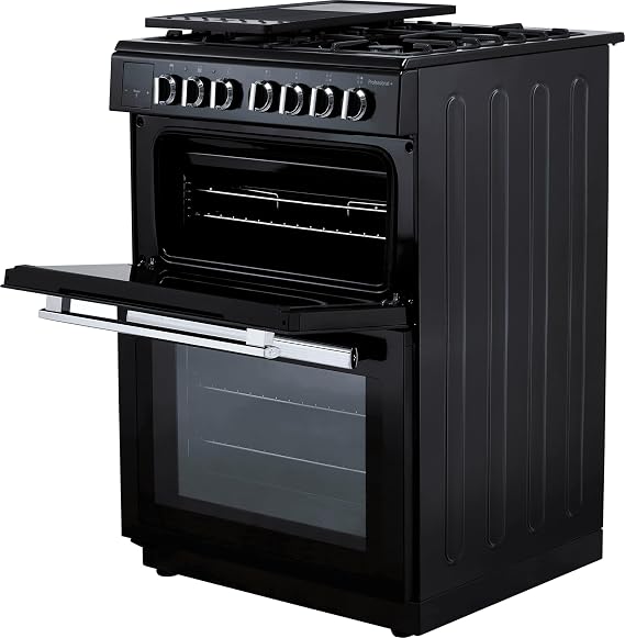 Rangemaster Professional Plus 60 PROPL60DFFBL/C 60cm Wide Double Oven Dual Fuel Cooker - Black/Chrome - A/A Rated [Energy Class A]