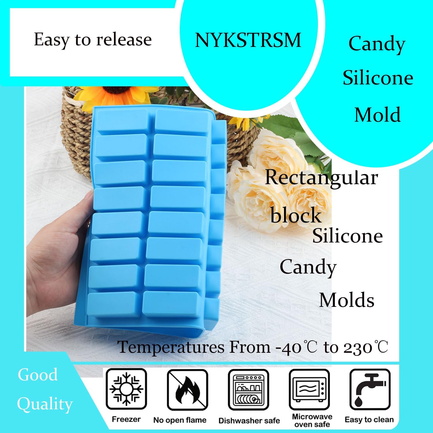 40 Cavity Rectangle Silicone Candy molds Rectangular Chocolate Mold For Candy Chocolate Muffin Baking Energy Bar