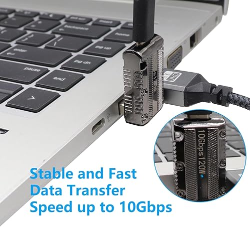 Miniatura 2 de RIIEYOCA Adaptador USB 3.1 GEN 2 macho a hembra tipo C de 90 grados para carga rápida de 120 W y transferencia Lightning de 10 Gbps, convertidor USB