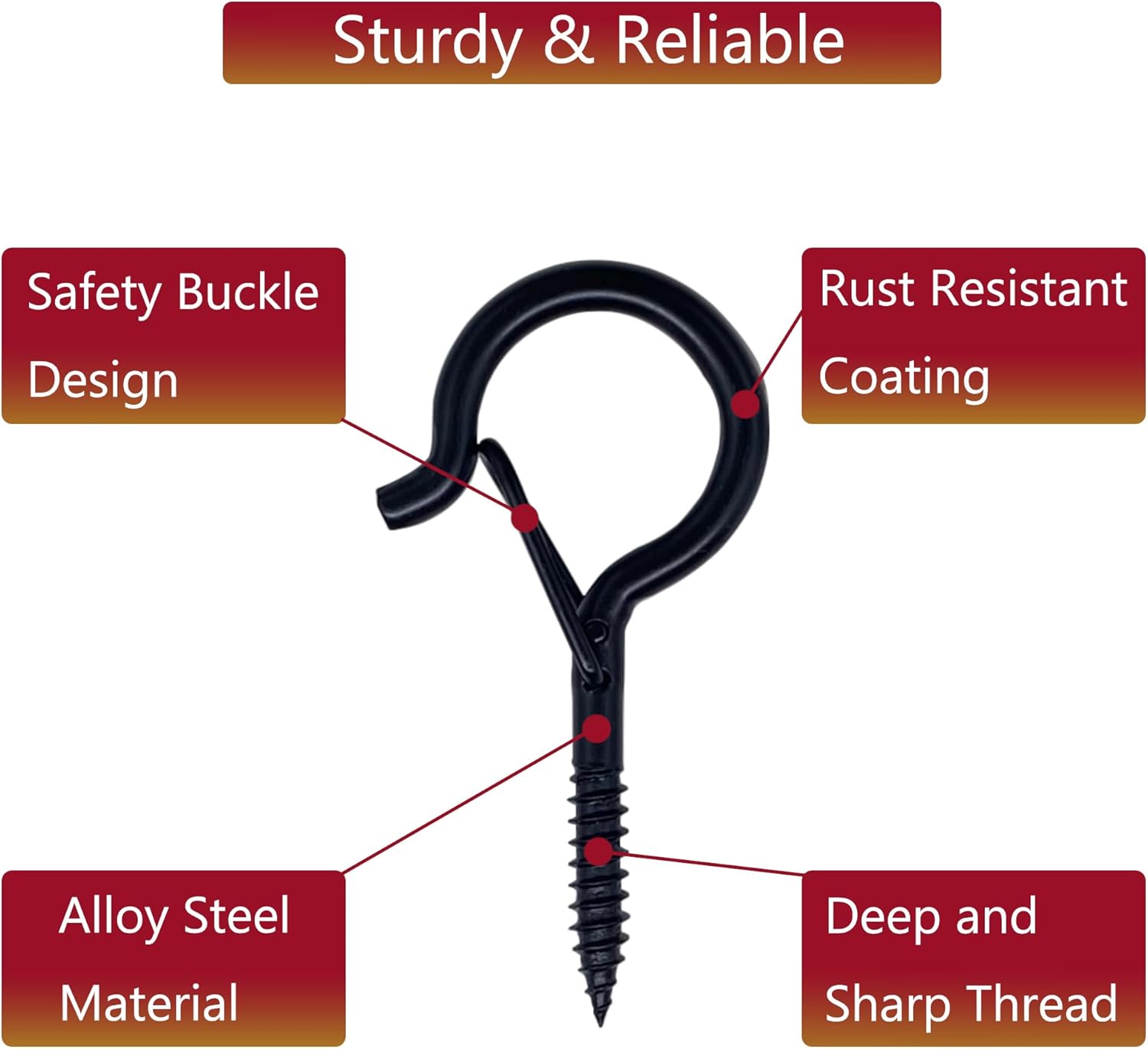 40PCS Outdoor String Light Hooks with Spring Latch,Rust Resistant Screw in Hooks,Windproof Plant Hangers,Screw Eyes Hook