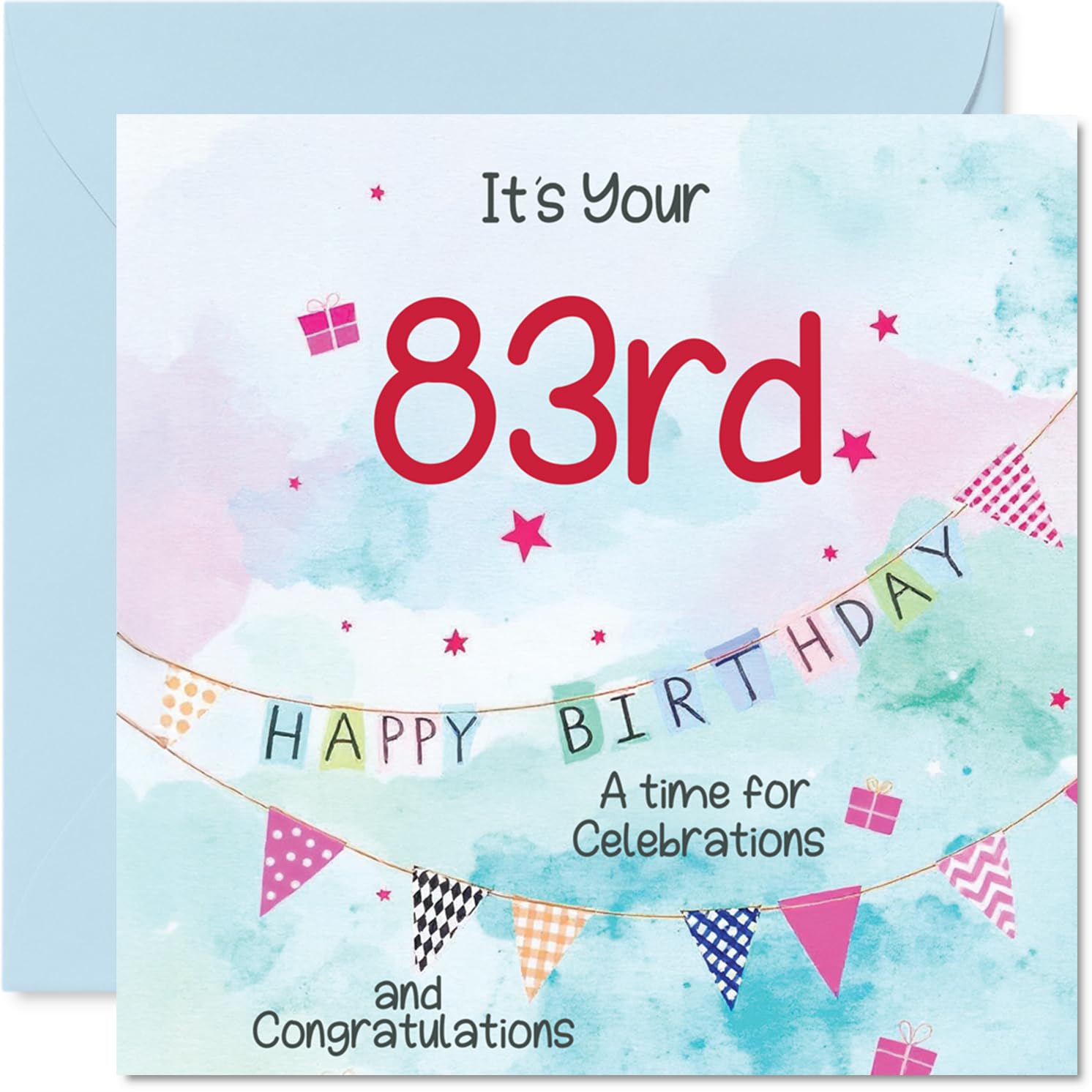 83rd Birthday Cards for Men - Party Bunting - Happy Birthday Card for 83 Year Old Man Great Grandad Dad Grandpa Grandad, 145mm Bday Greeting Cards