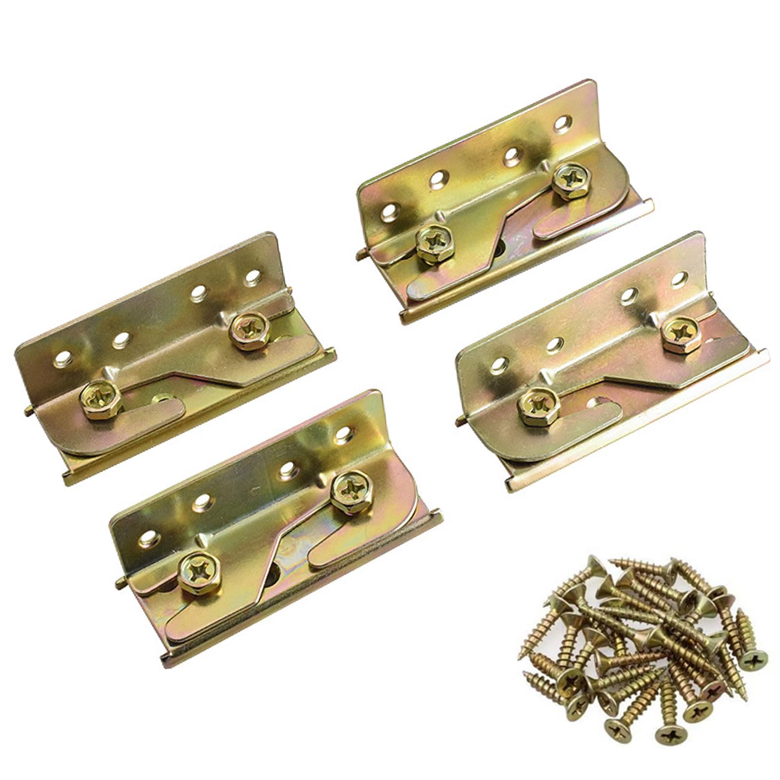 Wmzjnljy 4pcs Bed Brackets Corner Heavy Duty Non-Mortise Bed Hinges Fixing Corners Hardware Frame Bracket Fittings Fastener(Z53-1)