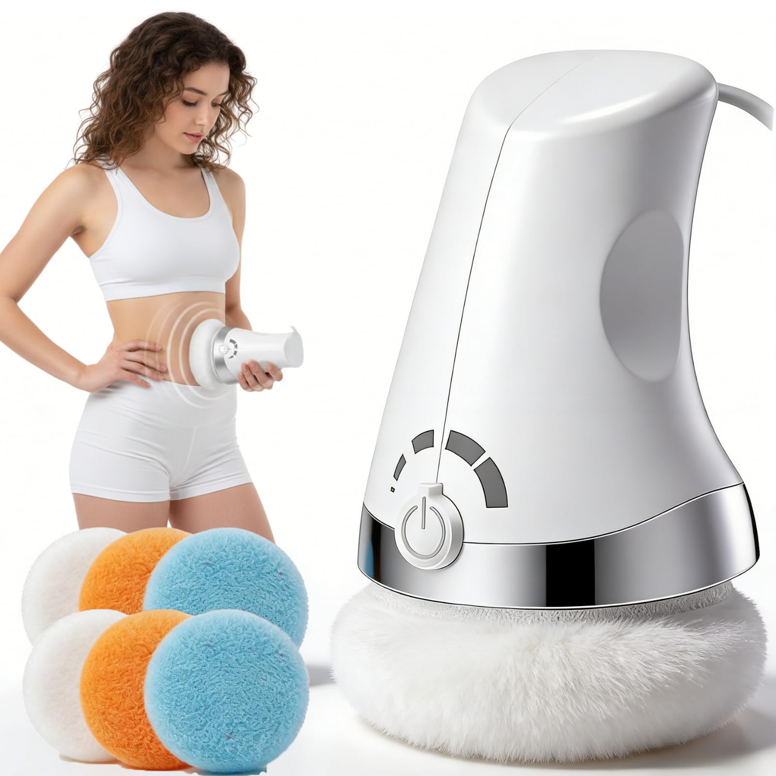 Masseur Anti Cellulite Electrique, Vibra pro Cellulite Massage avec 6 Coussinets Lavables pour Soulever, Raffermir et Lisser la Peau