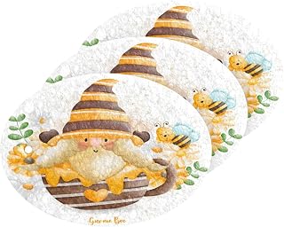 Cute Bee Gnome Scrub Sponges Kitchen Honey Bee Dish Sponges for Washing Dishes Non Scratch Reusable Compressed Cellulose Sponges Hanging for Household Cleaning 3 Pack