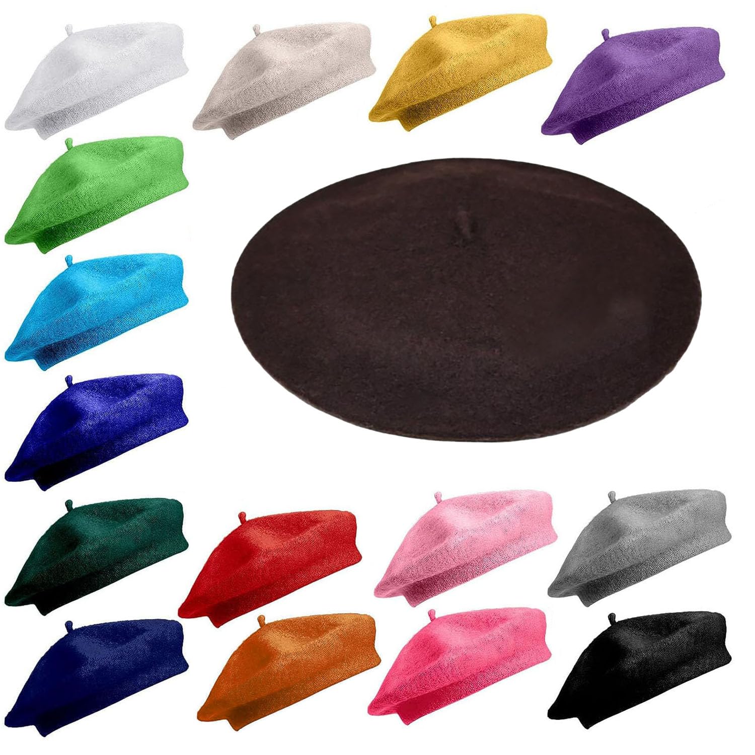 Van Der Linn Unisex Colour 6 Coffee Plain Beret Wool Warm French Hat (Uk, Alpha, One Size, )