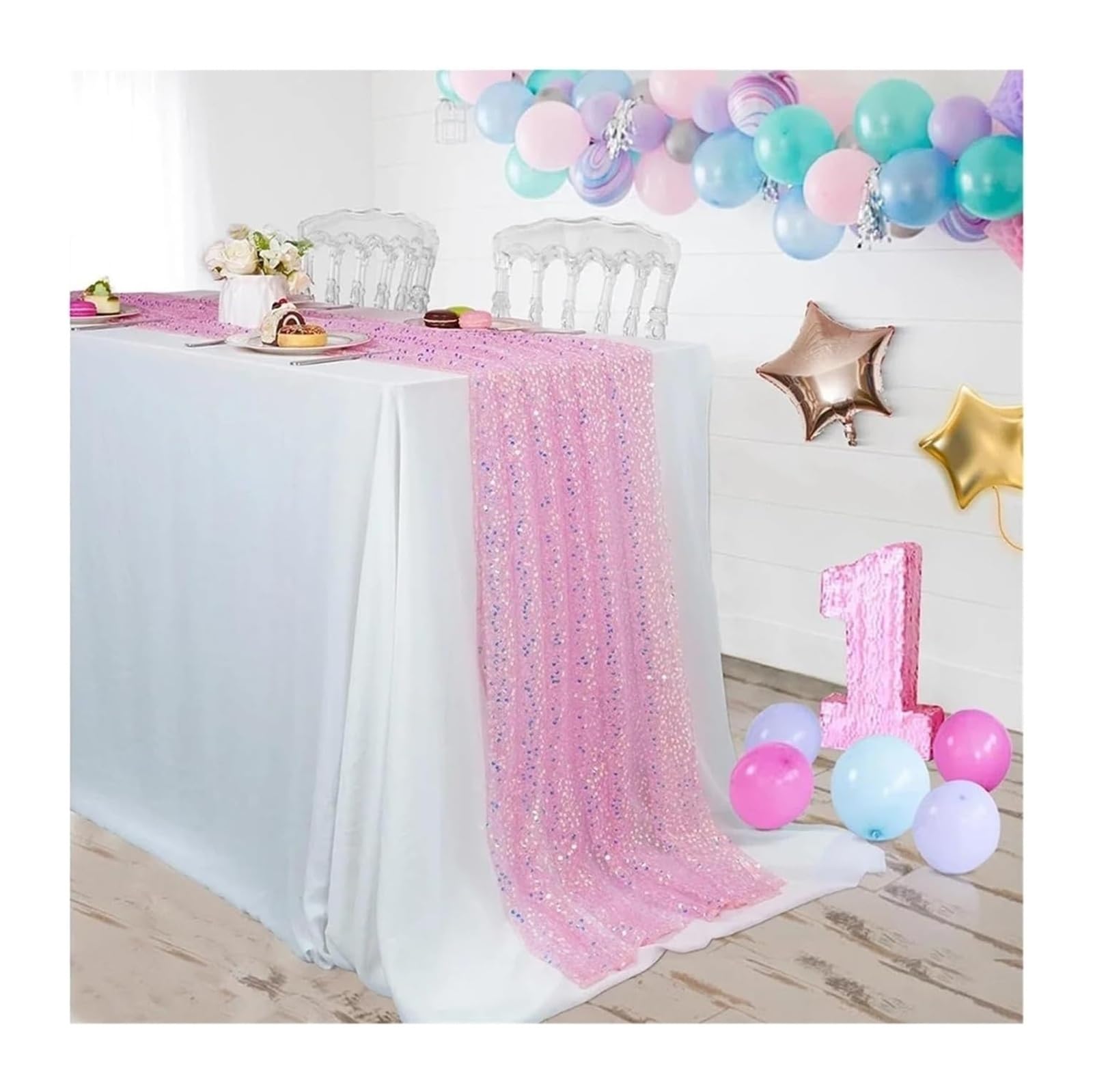 Table flag Sequin Table Runner Purple Pink 30x180cm 30x275cm(Pink,30x180cm)