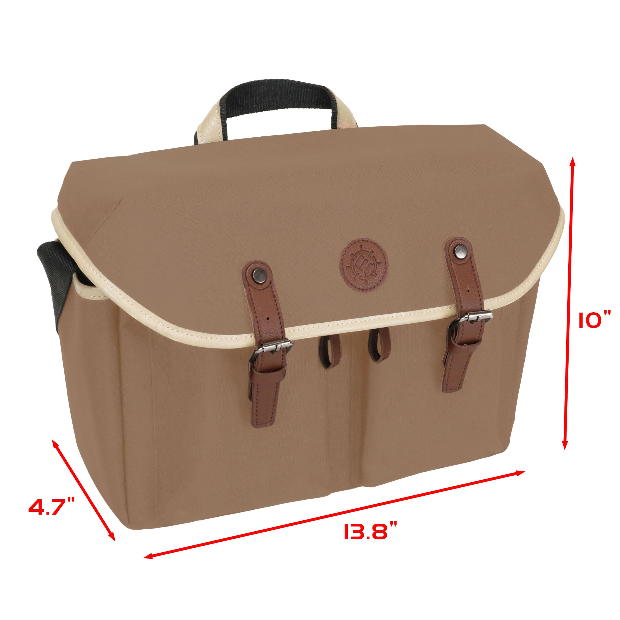 ENHANCE Sac DND Édition Designer - Sac Messager Élégant pour Joueur de RPG Donjons et Dragons, Compatible avec Manuel, Classeurs, dés et Accessoires, avec Housse et Poches pour Tablette (Tanné)
